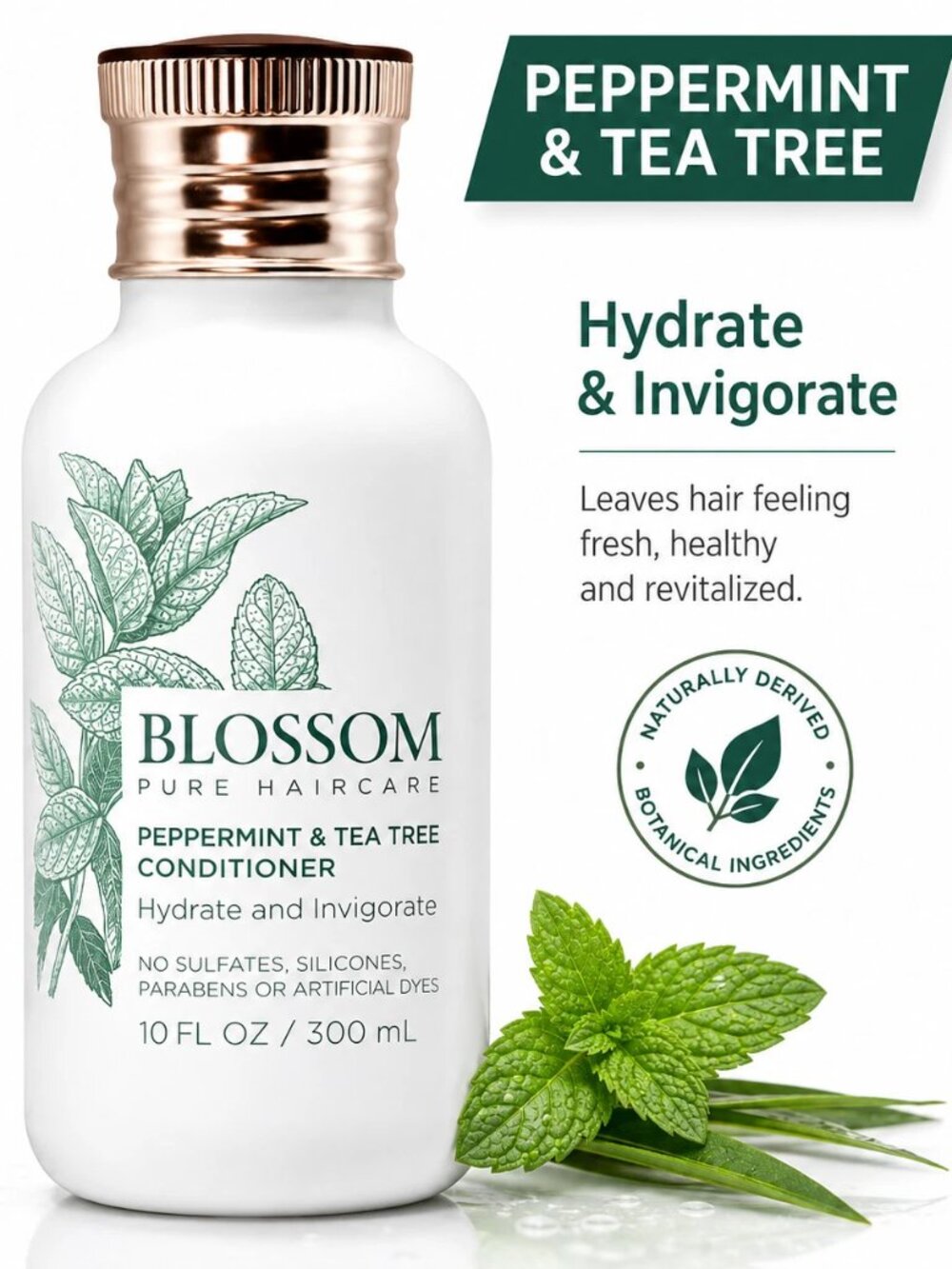 Lot of 2 Blossom Peppermint Tea Tree Natural Conditioner Clean Unisex Haircare